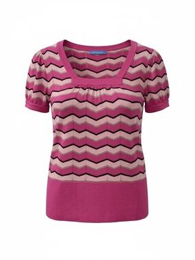 U Knit Pink Striped Short Sleeve Pink Sweater Size XL